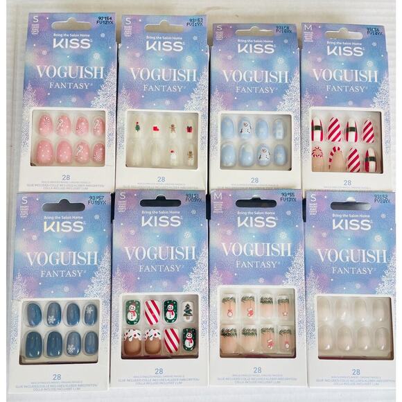 Kiss Voguish Fantasy Press on Holiday Nails Bundle of Six Sets - Picture 2 of 10